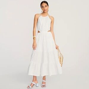 J. Crew White Harbor Midi Dress with cut out detail